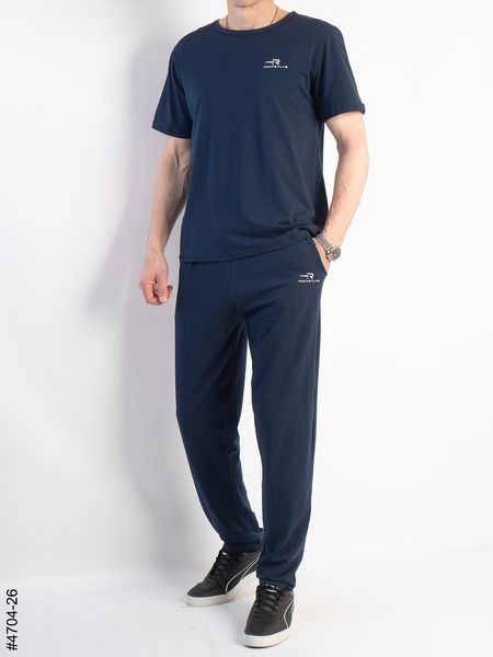 4704-26 Костюм літній чоловічий синій пряма штанина турецька бавовна напівбатал (5 од: 50(L),52(XL),54(2XL),56(3XL),58(4XL) 4704-26 фото