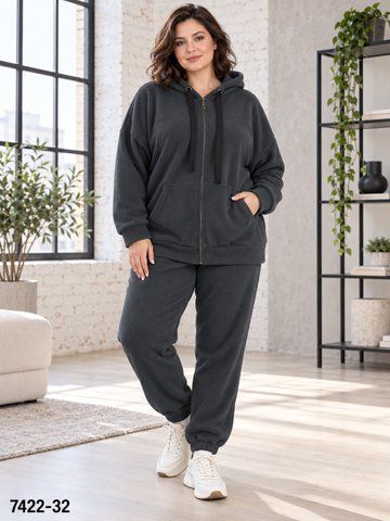 7422-32 Спортивний костюм жіночий сірий polar фліс (4 од: 52(XL),54(2XL),56(3XL),58(4XL)) 7422-32 фото