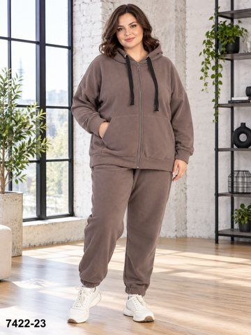 7422-23 Спортивний костюм жіночий мокко polar фліс (4 од: 52(XL),54(2XL),56(3XL),58(4XL)) 7422-23 фото