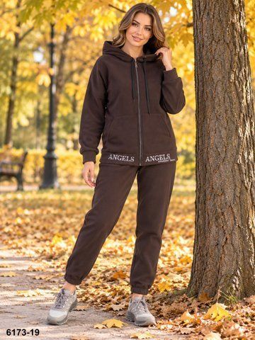 6173-19 Спортивний костюм жіночий коричневий polar фліс (4 од: 50(L),52(XL),54(2XL),56(3XL)) 6173-19 фото